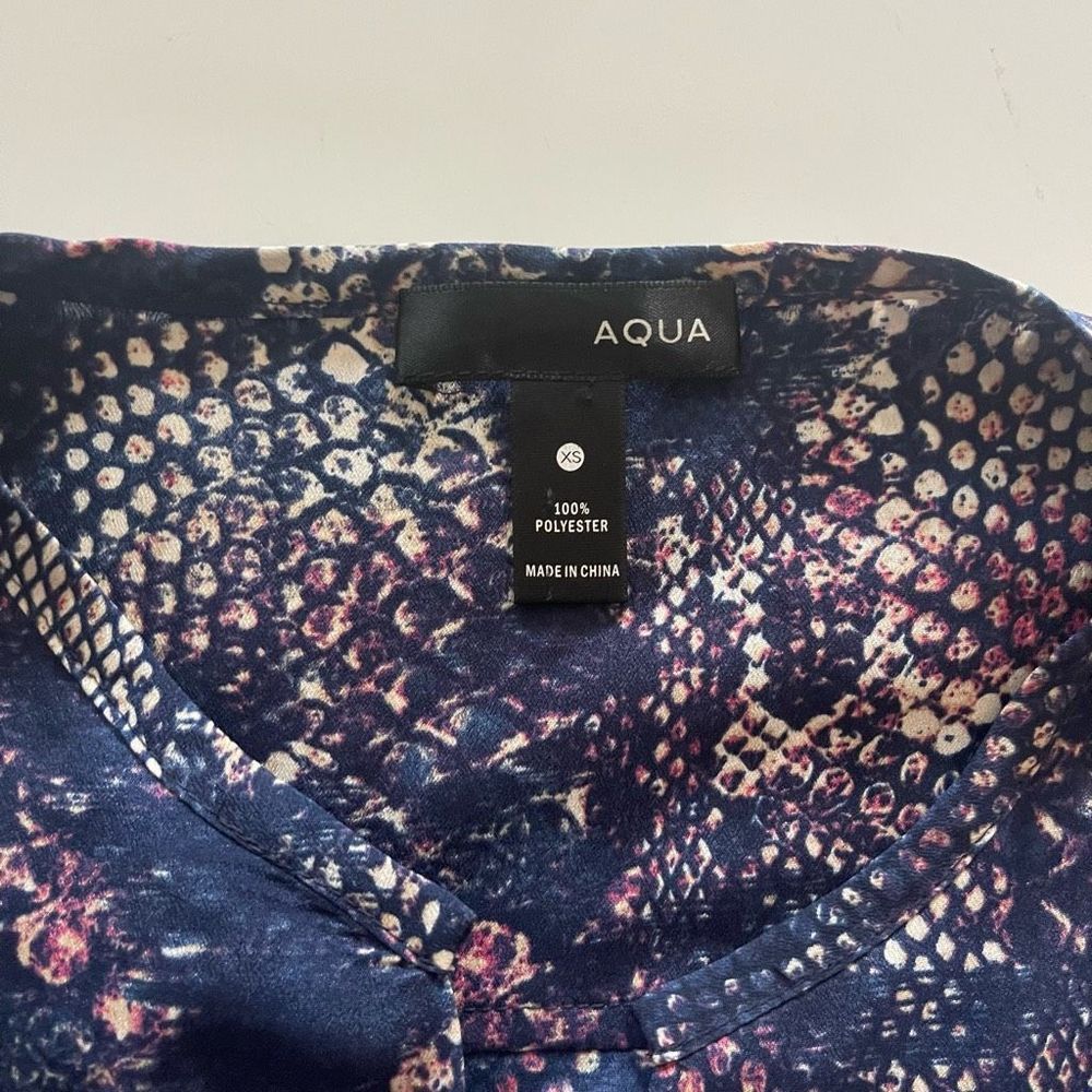 Aqua Women Blouse Snake Print Animal Blue Purple Color Sz XS - Picture 3 of 12